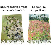 Écharpe réversible Van Gogh "Vase aux roses" & "Champ de coquelicots"