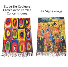 Écharpe réversible Kandinsky "Cercles Concentriques" & Van Gogh "La Vigne rouge"