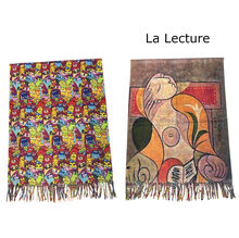 Écharpe double face avec "La Lecture" de Picasso & motif d'une foule de chats colorés