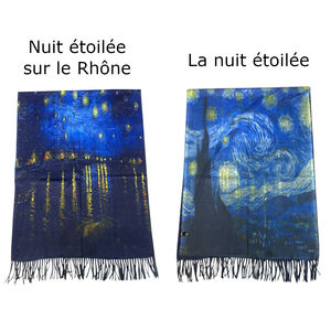 Écharpe réversible Vincent Van Gogh "Nuit étoilée sur le Rhône" & "La Nuit étoilée"