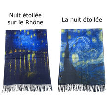 Écharpe réversible Vincent Van Gogh "Nuit étoilée sur le Rhône" & "La Nuit étoilée"