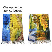 Écharpe réversible Van Gogh "Champ de blé aux corbeaux" & Allée Automnale