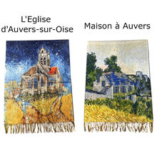 Écharpe réversible Vincent Van Gogh "L'Église d'Auvers" & "Maison à Auvers"