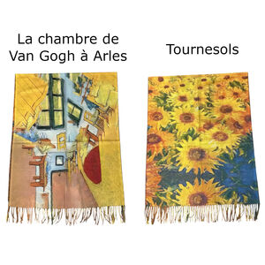 Écharpe réversible avec "La chambre de Van Gogh à Arles" & "Tournesols"