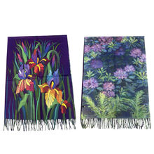 Écharpe réversible florale "Grands iris stylisés" & "Fleurs de rhododendron"