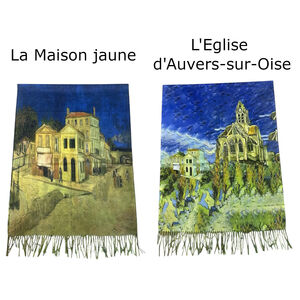 Écharpe réversible Vincent van Gogh "La Maison Jaune" & "L'Église d'Auvers"