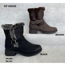 Boots d’hiver fourrées à bride avec boucle en décoration