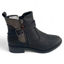 Bottine à bride décorative avec impression de serpent