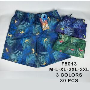 Short de bain homme à motif grandes feuilles de palmier avec filet