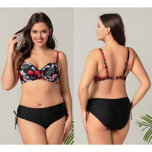 Ensemble maillot de bain bikini pour femme grande taille à motif floral