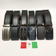 Ceinture chic homme boucle automatique en croûte de cuir de vachette