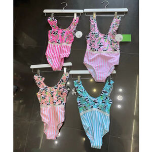 Maillot de bain une pièce motif panda et rayures pour fille de 1 à 5 ans