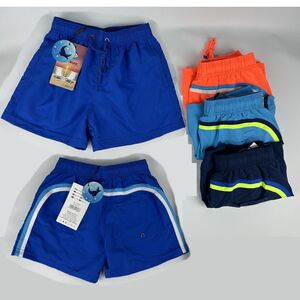 Short de bain pour garçon en polyester avec bandes contrastées et filet