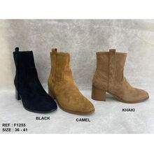 Bottines suédées à surpiqûres en ovales décoratives sur les côtés
