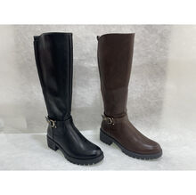 Bottes hautes en simili cuir à semelle crantée et bride à boucle dorée