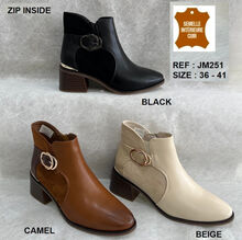 Bottines bimatières détail croco, élastique et boucle avec zip intérieur