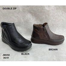 Bottines conforts à double zip sur semelle épaisse et crantée