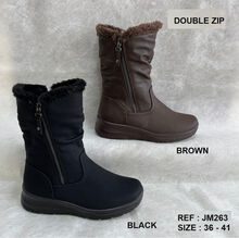 Bottes d’hiver à intérieure en fausse fourrure douce et double zip