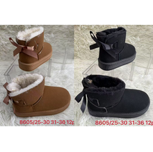 Bottines fourrées avec nœud en ruban à l’arrière pour enfant 20 à 25
