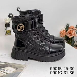 Bottines matelassées à motif cœurs avec sangle à boucle dorée pour enfant 31 à 36