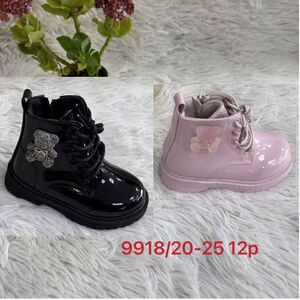 Bottines vernies avec un motif d'ours en peluche à strass pour enfant 20 à 25