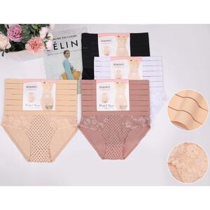 Culotte gainante ornée de dentelle florale à taille haute et sculptante