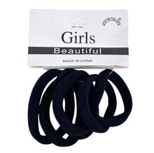 Carte de 6 élastiques à cheveux noirs pour fille