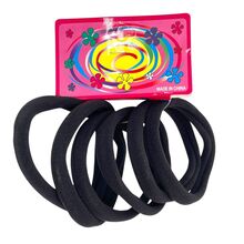 Carte de 6 élastiques à cheveux de couleur noire ø5,5 cm