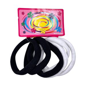 Carte de 6 élastiques à cheveux noir et blanc ø5,5 cm