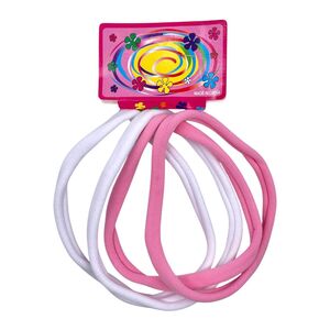 Carte de 4 élastiques à cheveux ø10 cm en teintes blanc et rose