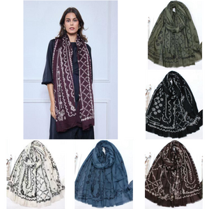 Écharpe automne patchwork aux 4 motifs géométriques - 3 pièces