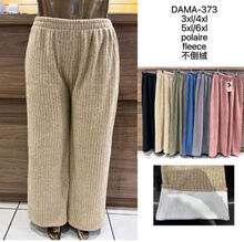 Pantalon large à doublure polaire motif côtelé vertical en grande taille