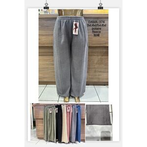 Pantalon ample grande taille femme à intérieur polaire design côtelé