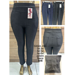 Pantalon coupe ajustée doublé polaire pour femme grande taille