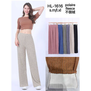 Pantalon à jambes larges et droites en côtelé avec doublure polaire