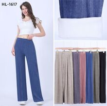 Pantalon large côtelé doublé polaire à taille élastique pour femme