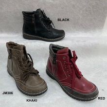 Bottines en synthétique avec laçage avant et zip pratique