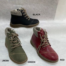 Bottines en synthétique avec col tricoté, lacets et zip intérieur