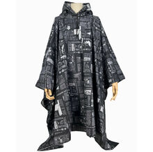 Poncho de pluie unisexe en polyester imprimé Journal
