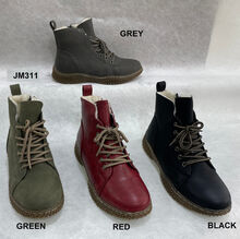 Bottines doublées de fausse fourrure avec lacets frontal et zip