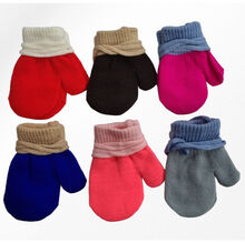 Gants mitaines sans doigts tricotés en deux tons pour enfant