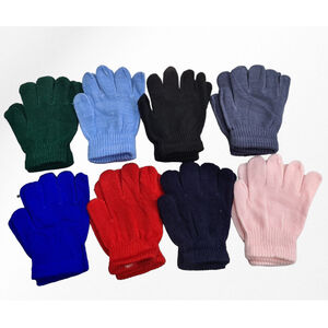 Lot de 12 paires de gants tricotés avec motifs unis pour enfant