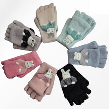 Gants mitaines pour enfants avec rabat capuche lapin