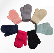 Gants moufles enfants épais et matière douce extensible unie