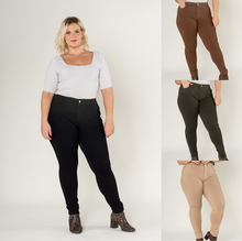 Legging ajusté grande taille coupe haute avec zip et poches avant/arrière