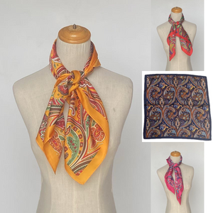 Foulard carré en polyester satiné léger à motif cachemire