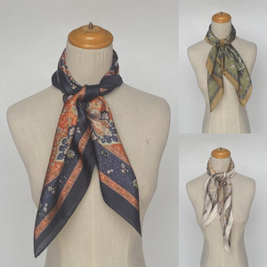 Foulard carré en polyester satiné à motif cachemire symétrique