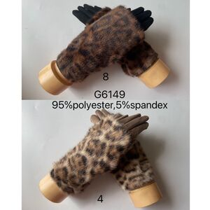 Gants d'hiver effet daim avec mitaines en fausse fourrure en léopard