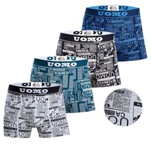 Boxer homme en coton avec motif textes et illustrations de style journal