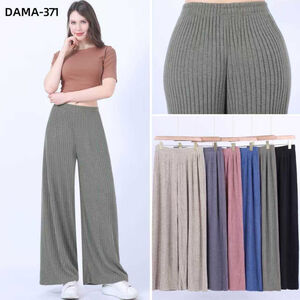 Pantalon large en maille côtelée pour femme grande taille